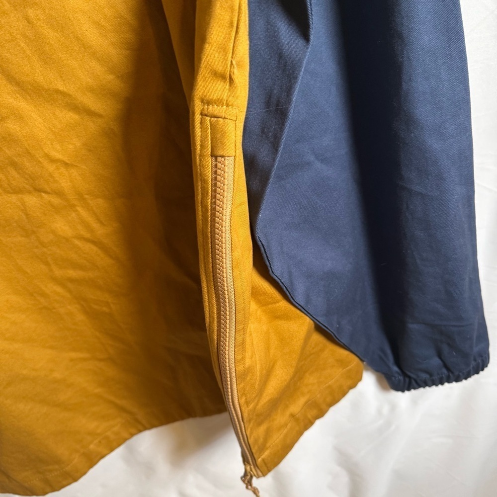 Brixton Colorblock Hooded Anorak Pullover Jacket Navy Mustard 100% Cotton - Picture 8 of 11